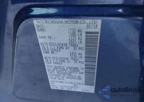 2018 Nissan Pathfinder Sv z USA, uszkodzony, nr VIN 5N1DR2MM7JC662265